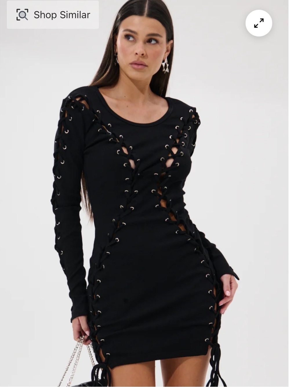 Shopakira Black Lace-Up Bodycon Dress